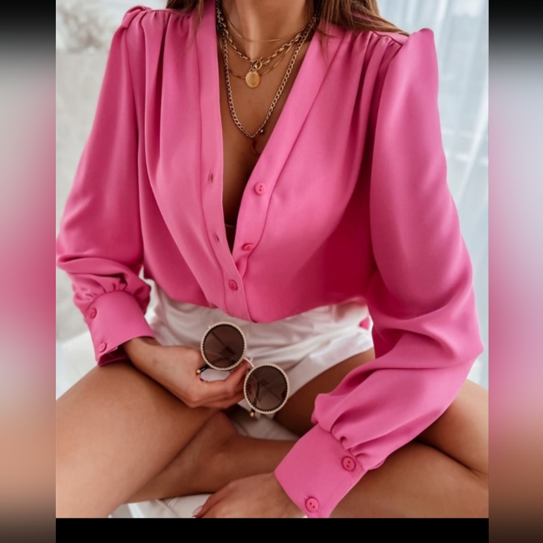 Pink Button Down Bliuse